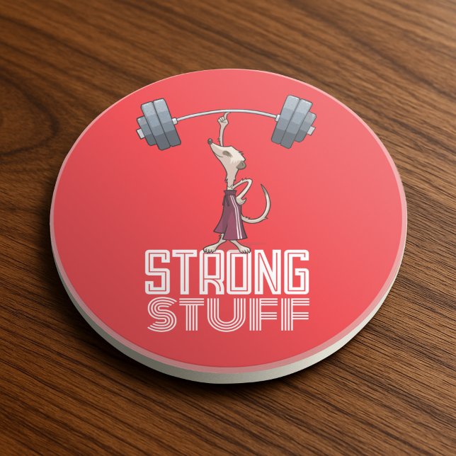 Posavasos Cute Meerkat Strong Stuff Weightlifting Cartoon (Subido por el creador)
