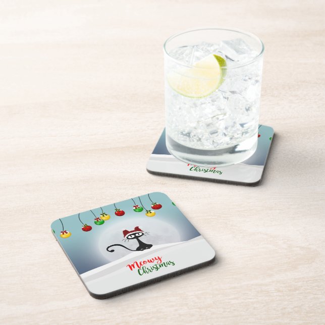 Posavasos Cute Meowy Navidades Bebida (Lado Derecho)