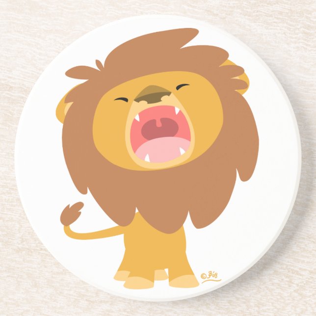 Posavasos Cute Mighty Roaring Personalizado de leones (Frente)
