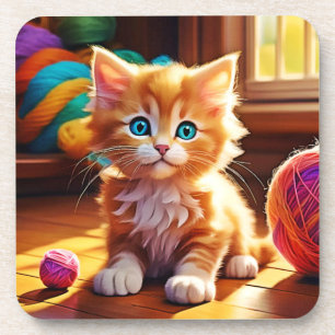 Posavasos Cute Naranja Kitten Art
