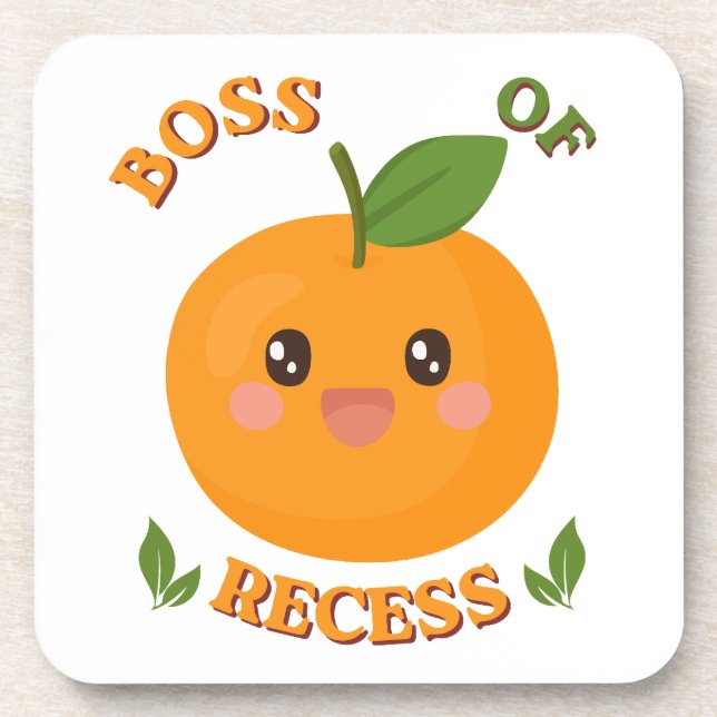 Posavasos Cute Orange "Boss of Recess" Drink Coaster  (Frente)