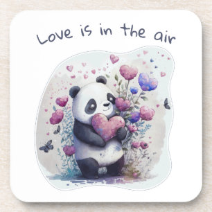 Posavasos Cute Panda Love Heart Valentine  beverage coaster