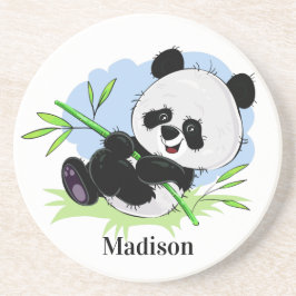 Posavasos Cute Panda nombre personalizado sandstone coaster