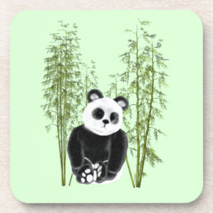 Posavasos Cute Panda Sentado En Bambú