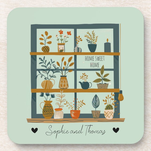 Posavasos Cute Pareja Hogar Sweet Home Plant Lover Personali (Frente)