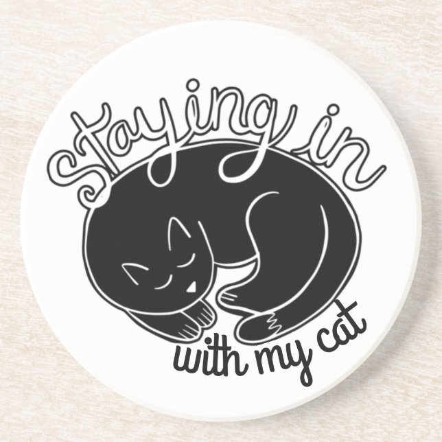 Posavasos Cute permanecer con mi cita de gato (Frente)