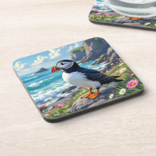 Posavasos Cute Puffin on the Seashore tematizado  