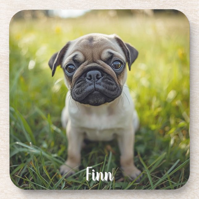 Posavasos Cute Pug Personalizado Bebida Coaster Set (Frente)