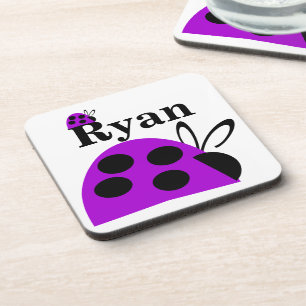 Posavasos Cute Purple Ladybug Personalizado