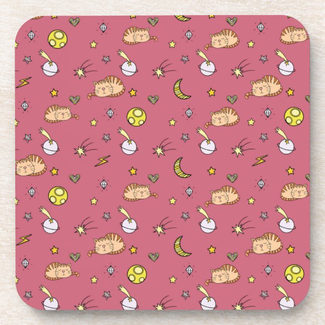 Posavasos Cute Space Cat Pattern – Adorable Cosmic Kitty (Frente)