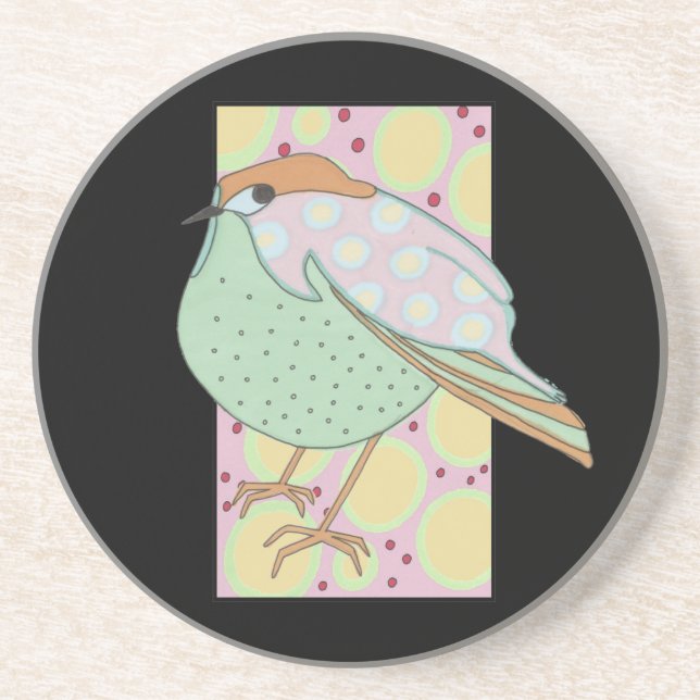 Posavasos Cute Stylish Framed Pastel Songbird (Frente)