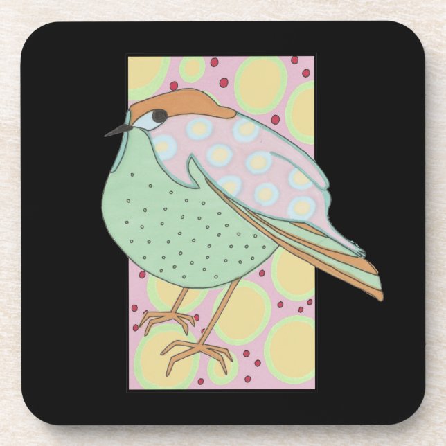 Posavasos Cute Stylish Framed Pastel Songbird (Frente)