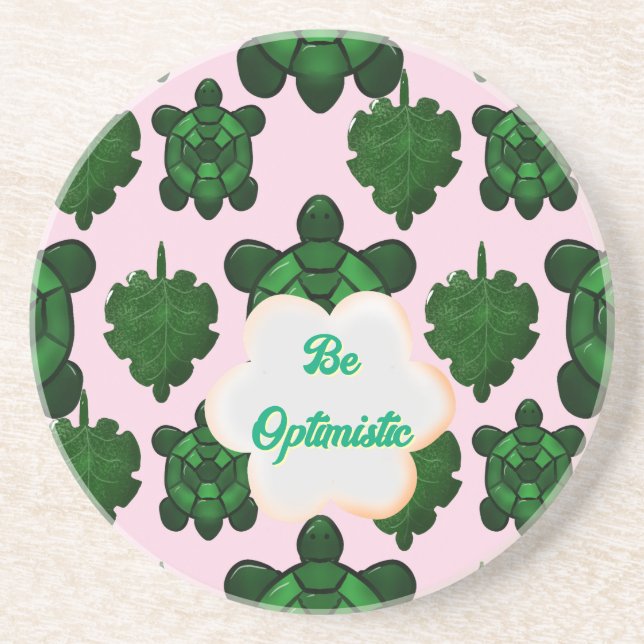Posavasos Cute Turtle Leaves Seamless Pattern, Tropical  (Frente)
