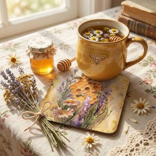 Posavasos Cute Vintage Acuarela Abeja de Miel Panal