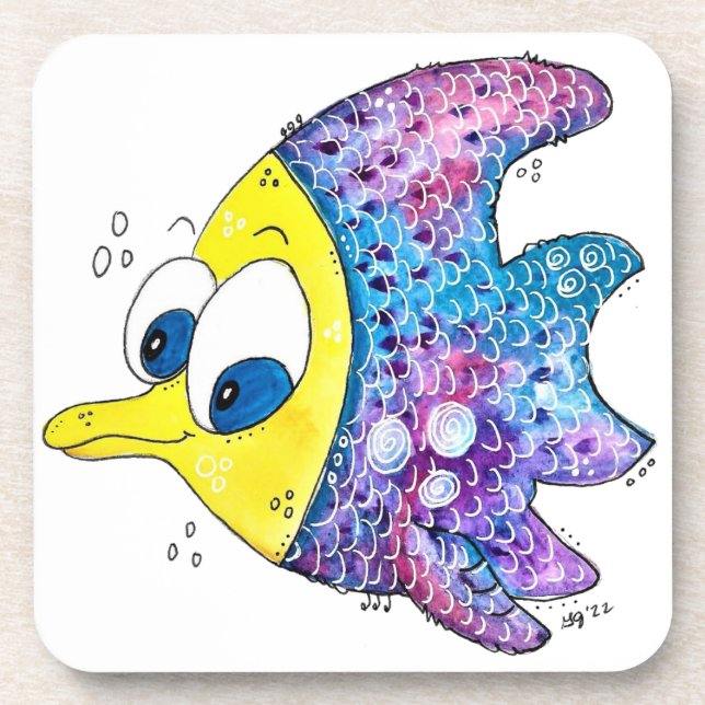 Posavasos Cute Whimsical Colorous Fish (Frente)