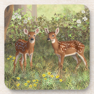 Posavasos Cute Whitetail Deer Twin Fawns