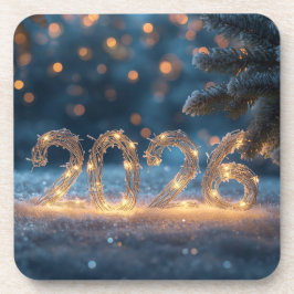 Posavasos cute winter fox new year 2026 coasters