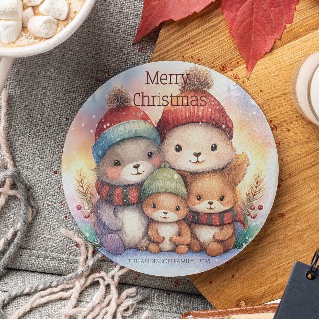 Posavasos Cute Woodland Animal Family Merry Christmas (Subido por el creador)