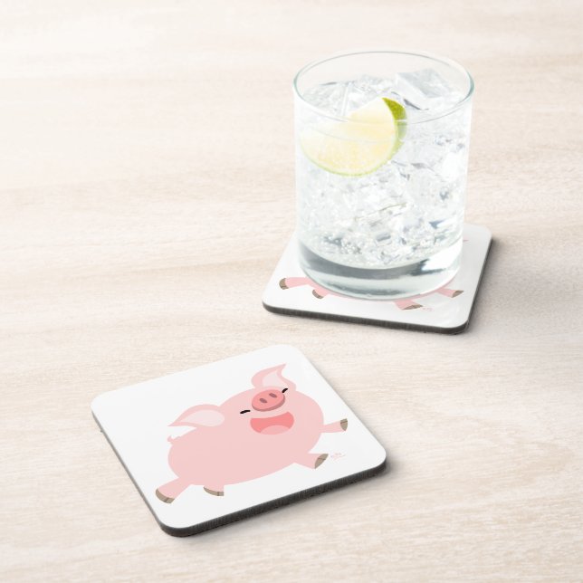 Posavasos Cuto Alegre Personalizado Pig Coaster Set (Lado Derecho)