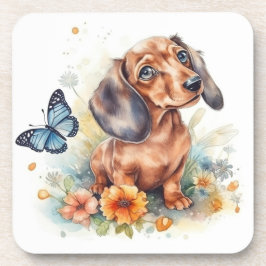 Posavasos Cuto Dachshund Puppy acuarela
