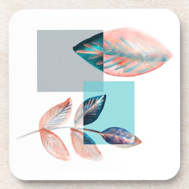 Posavasos Cyan Red Leaf (Frente)