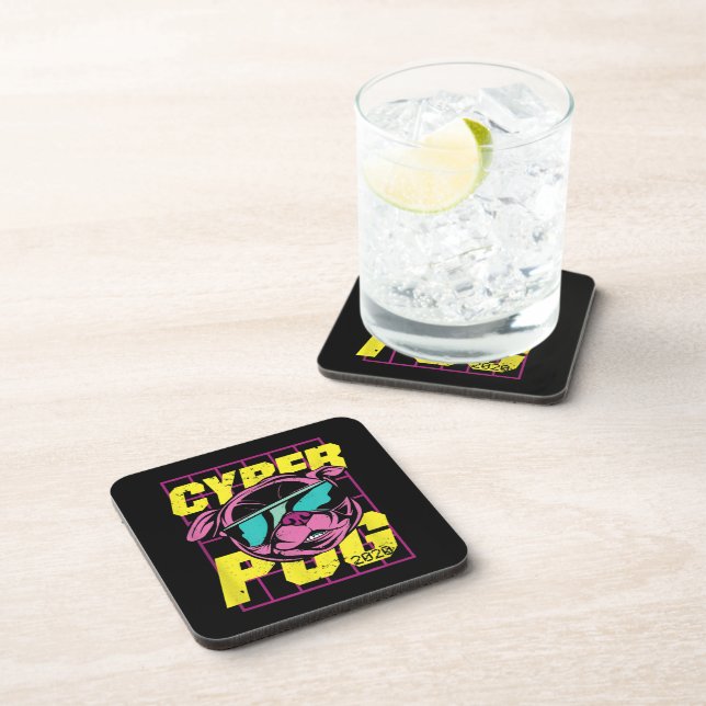 Posavasos Cyber Pug | Perro Pug de Guay (Lado Derecho)