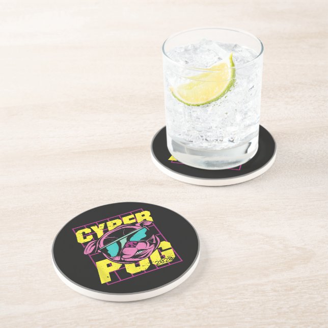 Posavasos Cyber Pug | Perro Pug de Guay (Lado)
