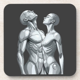 Posavasos Cyborg Couple Square Hard Plastic Coasters