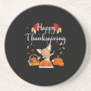 Posavasos Dabbing chihuahua DogTurkey Feliz Día de Acción de