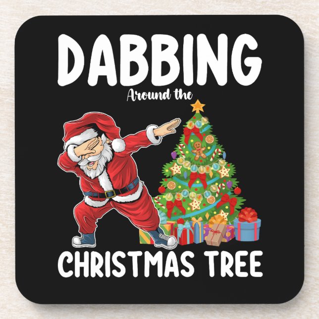 Posavasos Dabbing en torno al árbol de navidad navideño (Frente)