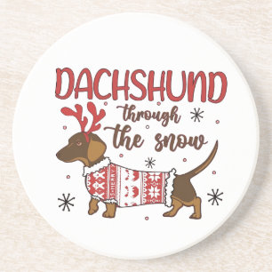 Posavasos Dachshund a través de la Navidad del perro amante 
