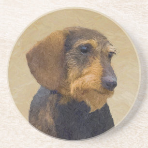 Posavasos Dachshund (Cabezal alambrada) Pintura original de 