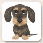 Posavasos Dachshund de cabello alambrado| Perro de caricatur<br><div class="desc">Conjunto de Amos de Dachshund Lover con cable. Añada esta decoración bonita a su comedor o mesa baja y proteja su mobiliario de los daños que pueden derivarse de las bebidas frías y calientes. Dibujo original al estilo personalizado de un jabalí y el tan Teckel. Estas galletitas de los amantes...</div>