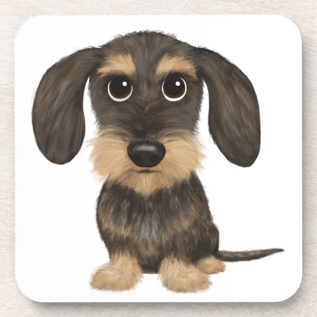 Posavasos Dachshund de cabello alambrado| Perro de caricatur (Frente)