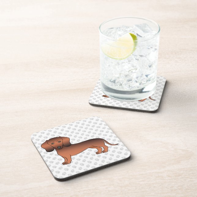 Posavasos Dachshund de dibujos animados de pelo corto Sable  (Lado Derecho)