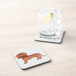 Posavasos Dachshund de pelaje liso rojo, perro de dibujos an