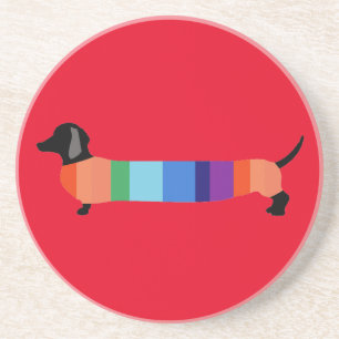 Posavasos Dachshund en suéter arco iris