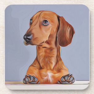Posavasos Dachshund mirando lejos Doxie Dog Poster de cumple