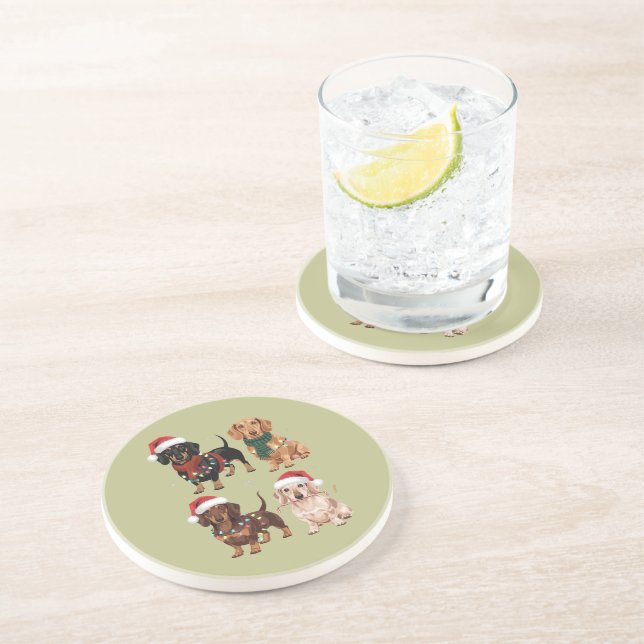 Posavasos Dachshund Navidades Regalo de Navidad de mamá aman (Lado)
