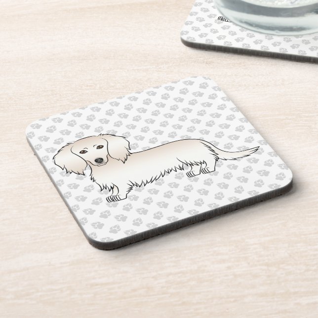 Posavasos Dachshund Pelo Largo Crema Perro De Dibujos Animad (Lado Izquierdo)