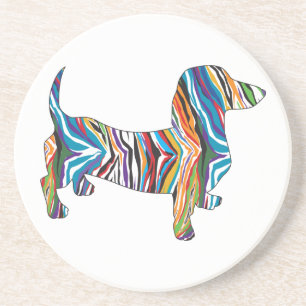 Posavasos Dachshund psicodélico retro