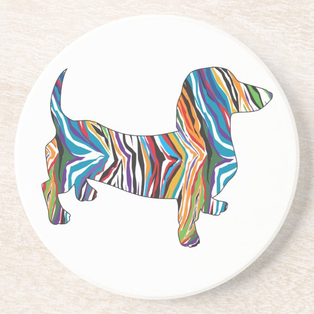 Posavasos Dachshund retro psicodélico (Frente)