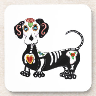 Posavasos Dachshund Sugar Skull