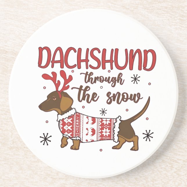 Posavasos Dachshund Through The Snow Christmas Dog Lover (Frente)