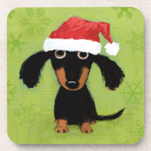 Posavasos Dachshund Wiener Dog Santa   Divertidas navidades 