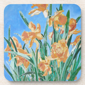Posavasos Daffodils de oro en flor de línea negrita Arte