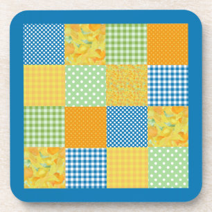Posavasos Daffodils Set de Astras, Faux-Patchwork del país