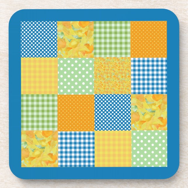 Posavasos Daffodils Set de Astras, Faux-Patchwork del país (Frente)