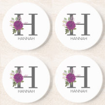 Dahlia Burgundy Alfabeto Floral Letra Monograma