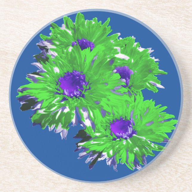 Posavasos Daisias Verdes Y Azules, (Frente)